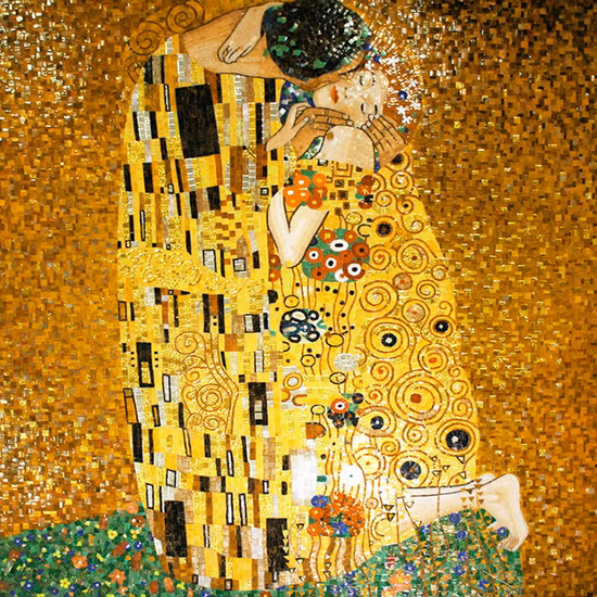 Klimt artesanal vidro mosaico parede arte decoração hotel azulejos dourados mural