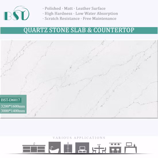 Laje de quartzo Calacatta branco cristal de 2 cm em estoque